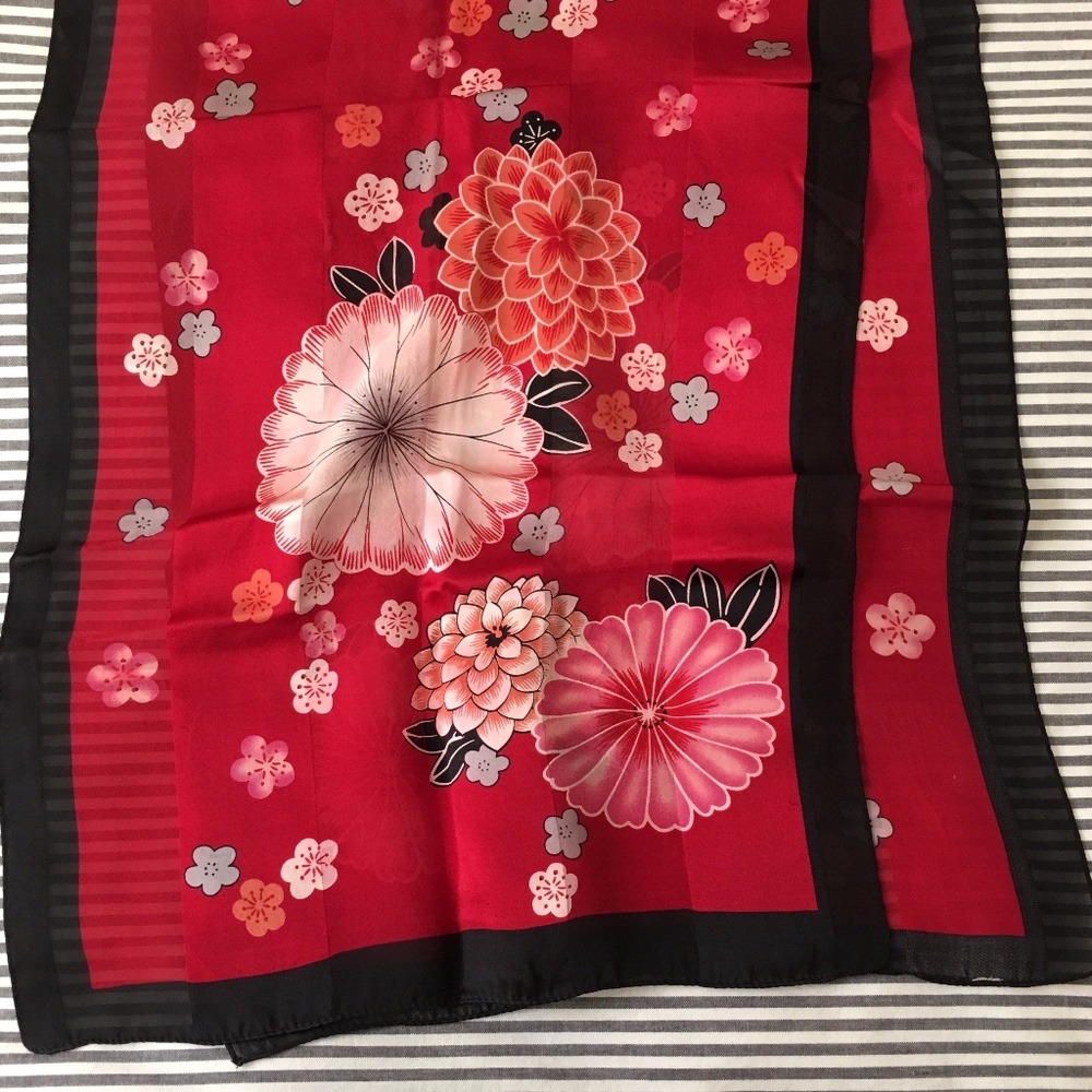 Gorgeous 13" x 55" Floral Silk Scarf